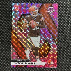 2025 Mosaic Shedeur Sanders RC Rookie Pink Camo Prizm # 302 Cleveland Browns